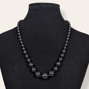 (2/$20) V. Black Graduated Beaded Necklace